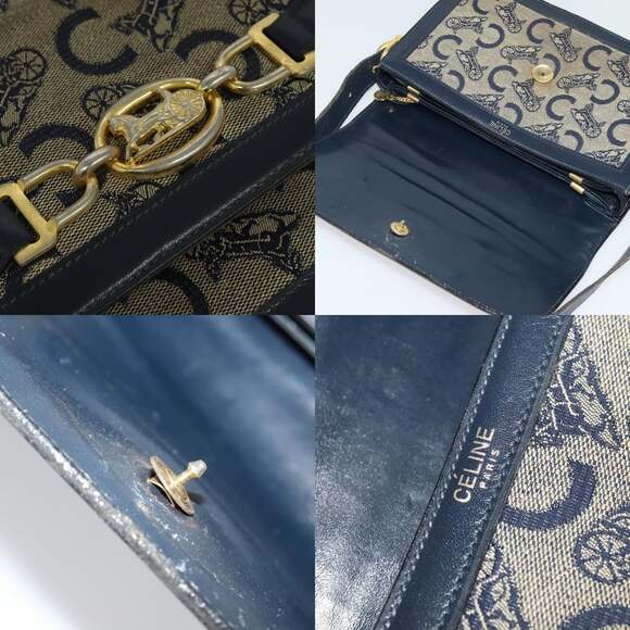 CELINE C Sulky Shoulder Bag Canvas Navy - Picture 11 of 13